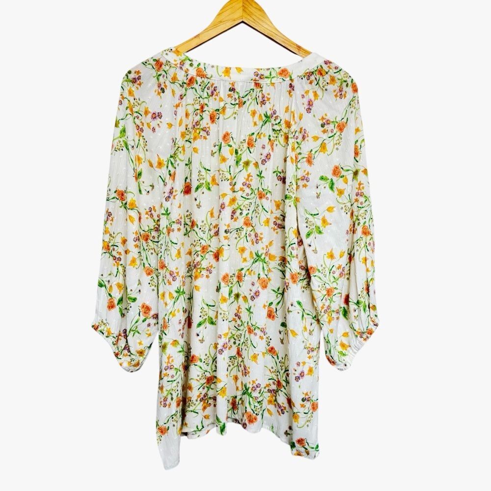 NWT Rose + Olive Floral Top Blouse 1X colorful lace Cottagecore Boho Chic Modest - Picture 2 of 5